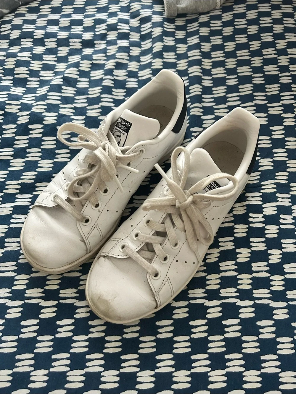 Adidas Stan Smith White Leather Sneakers Black Heel Tab Women’s Size 6